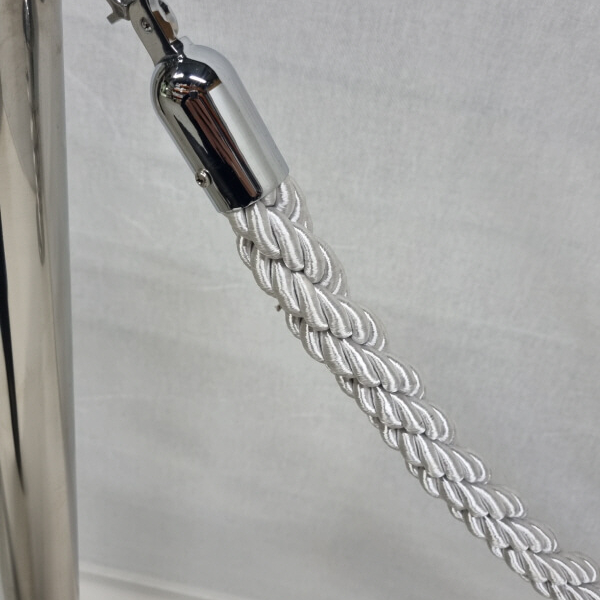POTELET CHROME AVEC CORDE BLANCHE TRESSEE