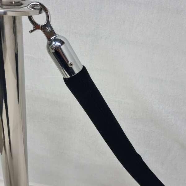 POTELET CHROME AVEC CORDE VELOUR NOIRE